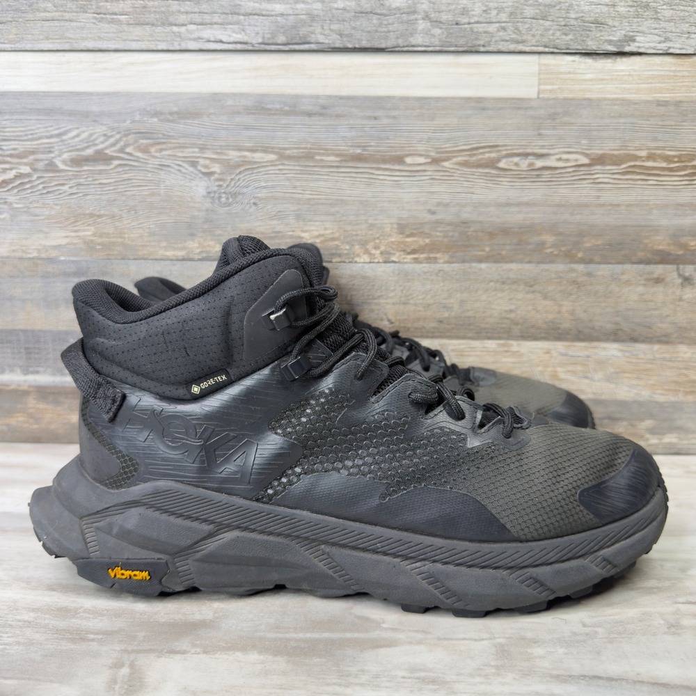 Hoka One One Trail Code GTX Mens Size 11.5 Hiking Boots GORE-TEX Vibram Black